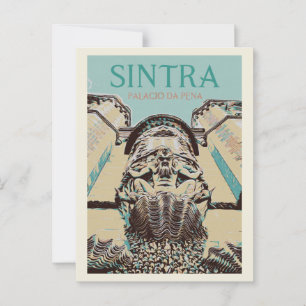 Pena-Palast-Eingang-Illustration, Sintra Portugal Postkarte