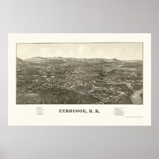 Penacook, NH Panoramic Karte - 1887 Poster (Vorne)