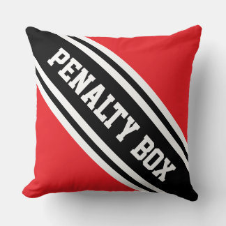 PENALTY BOX Bright Red Black White Hockey Stripes Kissen