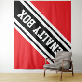 PENALTY BOX Bright Sporty Red Black White Stripes Wandteppich (Beispiel)