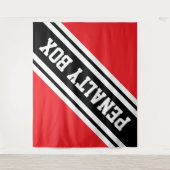 PENALTY BOX Bright Sporty Red Black White Stripes Wandteppich (Vorderseite)