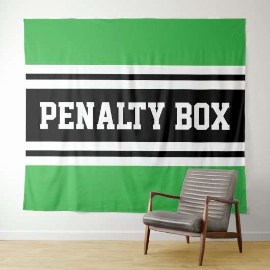 PENALTY BOX Cool Bright Green Black White Stripes Wandteppich (Beispiel (Horizontal))