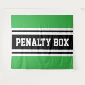 PENALTY BOX Cool Bright Green Black White Stripes Wandteppich (Vorderseite (Horizontal))