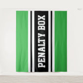 PENALTY BOX Cool Bright Green Black White Stripes Wandteppich (Vorderseite)