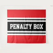 PENALTY BOX Cool Sporty Red Black WhiteStripes Wandteppich (Vorderseite (Horizontal))