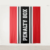 PENALTY BOX Cool Sporty Red Black WhiteStripes Wandteppich (Vorderseite)