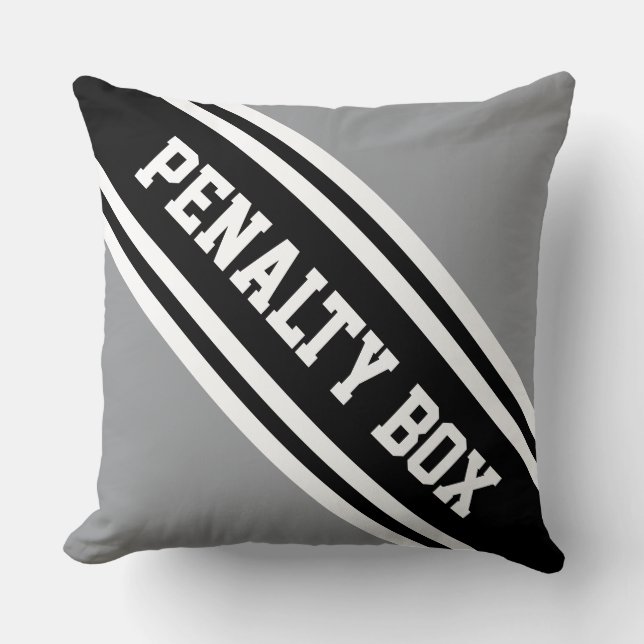 PENALTY BOX Fun Athletic Black White Gray  Stripes Kissen (Vorderseite)