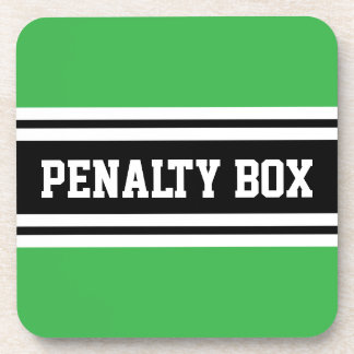 PENALTY BOX Fun Black White Bright Green Stripes Getränkeuntersetzer