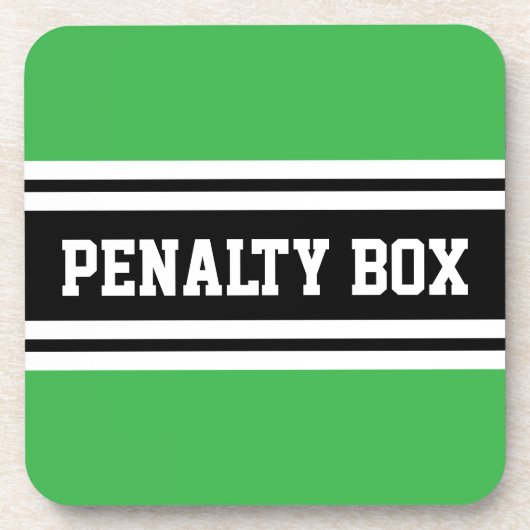 PENALTY BOX Fun Black White Bright Green Stripes Getränkeuntersetzer (Vorderseite)
