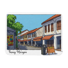 Penang Malaysia Georgetown Cartoon Magnet