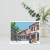 Penang Malaysia Georgetown Cartoon Postkarte (Stehend Vorderseite)