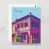 Penang Malaysia Heritage Townhouse Travel Postkarte (Vorne/Hinten)