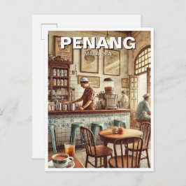 Penang Malaysia Shophouse Kopitiam Travel Postkarte