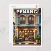 Penang Malaysia Shophouse Postkarte (Vorne/Hinten)