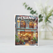 Penang Malaysia Shophouse Storefront Travel Postkarte (Stehend Vorderseite)