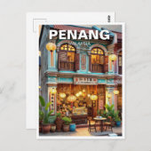 Penang Malaysia Shophouse Storefront Travel Postkarte (Vorne/Hinten)