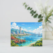 Penang Malaysia Skyline Postkarte (Stehend Vorderseite)