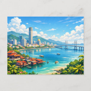 Penang Malaysia Skyline Postkarte