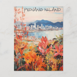 Penang Malaysia Travel City Painting Aesthetic Postkarte