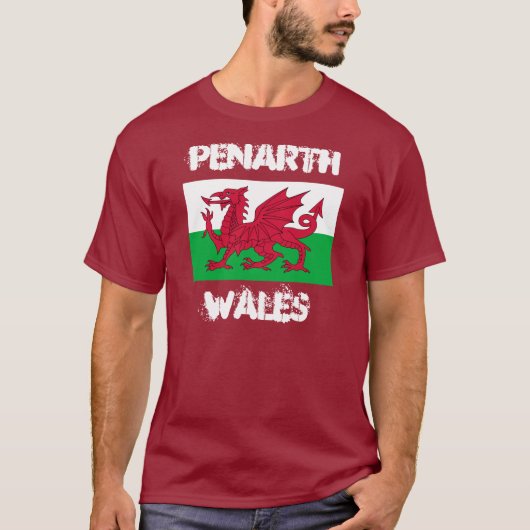 Penarth, Wales mit walisischer Flagge T-Shirt (Vorderseite)