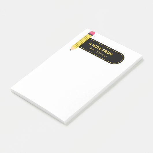 Pencil A Note From Teacher  Post-it Klebezettel (angewinkelt)