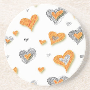 Pencil Art Hearts Sandstone Untersetzer