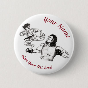 Pencil art Karate fighter vs MMA fighter battle Button