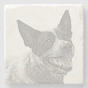 Pencil Australian Cattle Dog Marble Untersetzer