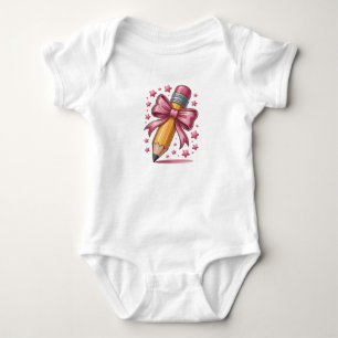 Pencil Coquette Bow Lehrer Wertschätzungsschule Baby Strampler