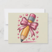 Pencil Coquette Bow Lehrer Wertschätzungsschule Dankeskarte (Vorderseite)
