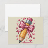 Pencil Coquette Bow Lehrer Wertschätzungsschule Dankeskarte (Vorne/Hinten)