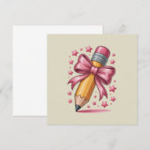 Pencil Coquette Bow Lehrer Wertschätzungsschule Einladung (Vorne/Hinten)