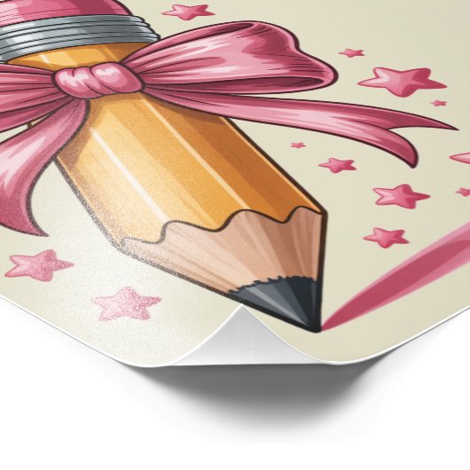 Pencil Coquette Bow Lehrer Wertschätzungsschule Fotodruck (Ecke)