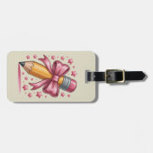Pencil Coquette Bow Lehrer Wertschätzungsschule Gepäckanhänger (Vorderseite horizontal)
