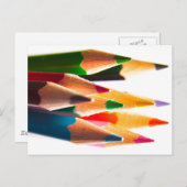 PENCIL CRAYONS PENCILS FARBIERTE HELLE SCHULE POSTKARTE (Vorne/Hinten)
