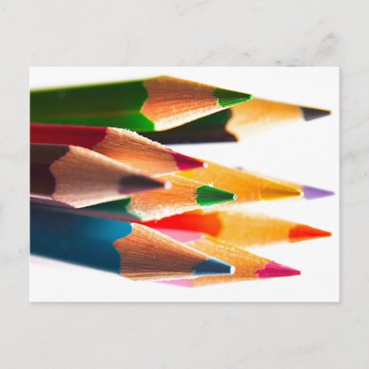PENCIL CRAYONS PENCILS FARBIERTE HELLE SCHULE POSTKARTE (Vorderseite)