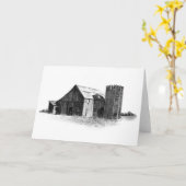 PENCIL DRAWING: OLD BARN, SILO: REALISM KARTE (Gelbe Blume)