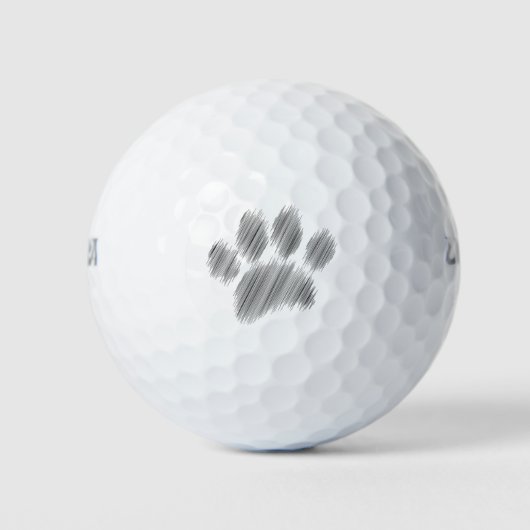 Pencil geätzte Hündin Paw Digital Art Golfball (Vorderseite)
