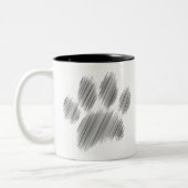 Pencil geätzte Hündin Paw Digital Art Zweifarbige Tasse (Links)