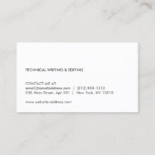 PENCIL-GESCHÄFTSKARTE FÜR AUTOREN UND SCHRIFTSTELL VISITENKARTE (Rückseite)