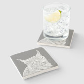 Pencil Gezeichnet Lynx Marble Stone Untersetzer (Seitenansicht)