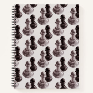 Pencil Gezeichnet Pawns Pattern Schach Notizblock