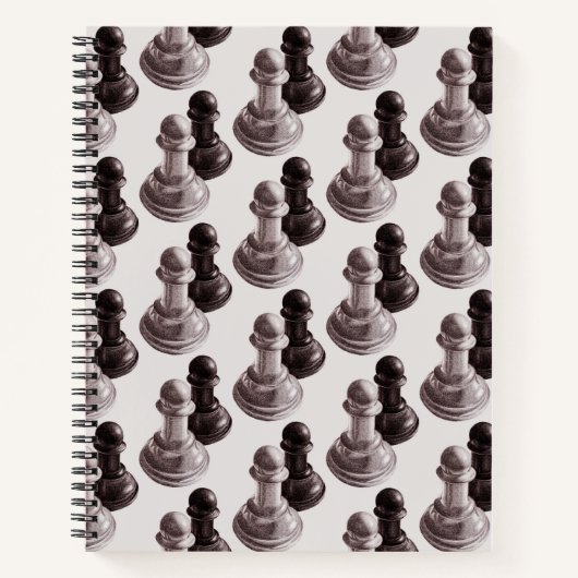 Pencil Gezeichnet Pawns Pattern Schach Notizblock (Vorderseite)