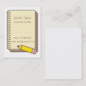 Pencil Notepad Substitute Teacher Business Cards Visitenkarte (Vorne/Hinten)