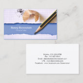 Pencil Shaping Private Tutor Blue Business Card Visitenkarte (Vorne/Hinten)