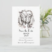 Pencil Sketch Nubian Goats Wedding  Einladung (Stehend Vorderseite)