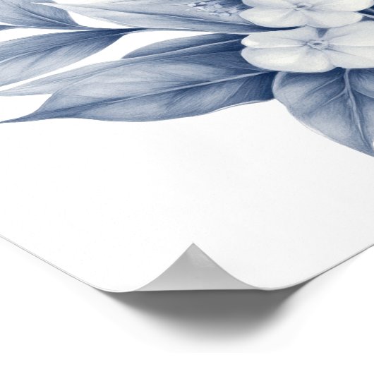 Pencil Sketch Silver Gray White Florals Poster (Ecke)