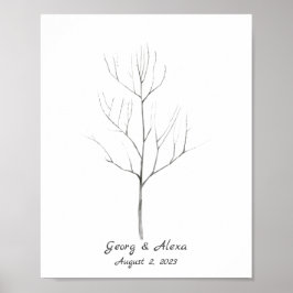 Pencil Sketch Wedding Fingerprint Gäestbook Poster