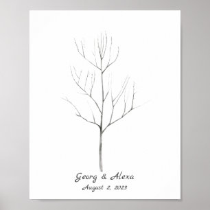 Pencil Sketch Wedding Fingerprint Gäestbook Poster