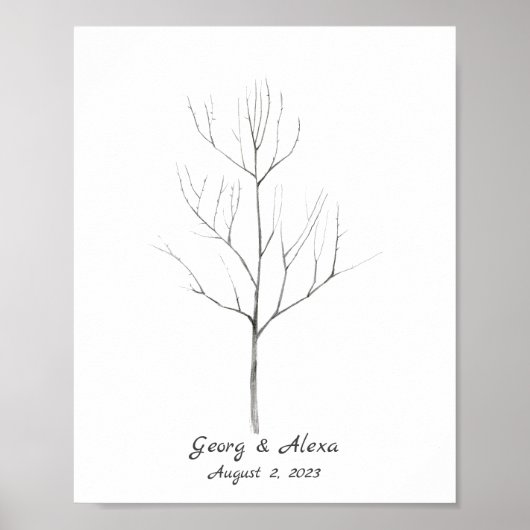 Pencil Sketch Wedding Fingerprint Gäestbook Poster (Vorne)